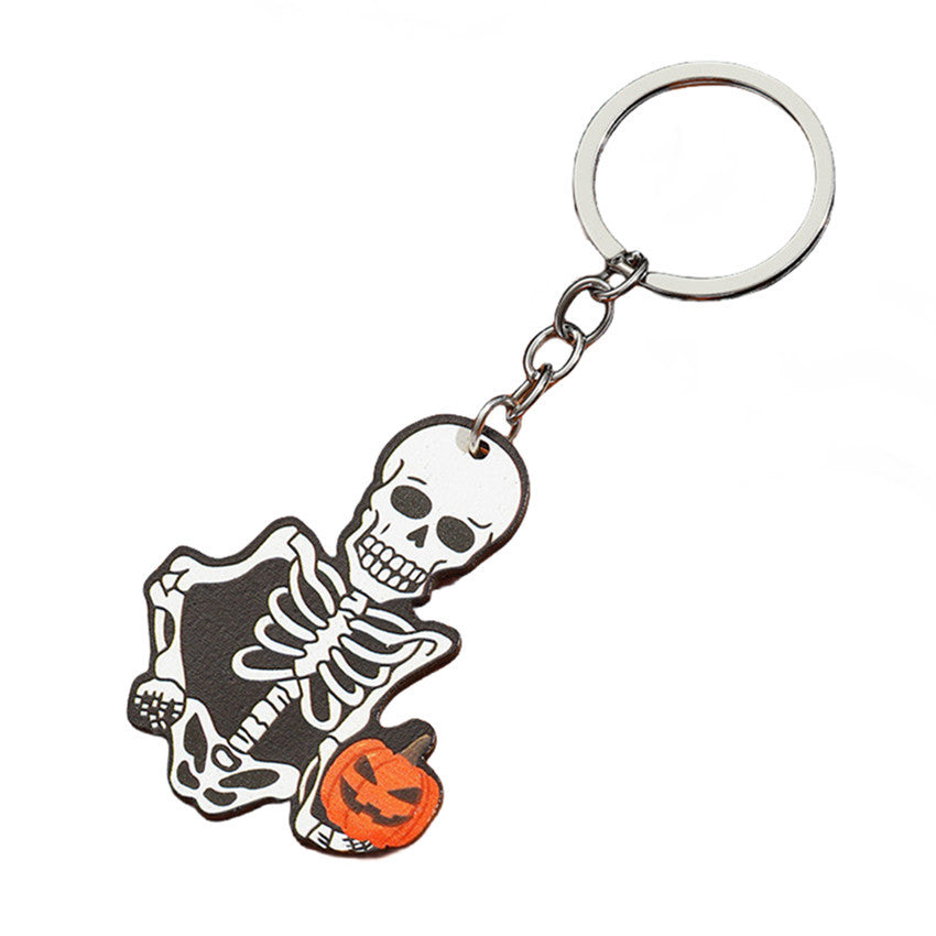 Wholesale Halloween Cartoon Bats, Ghosts, Kittens, Skeletons, Spiders, Pumpkins, Wooden Keychains